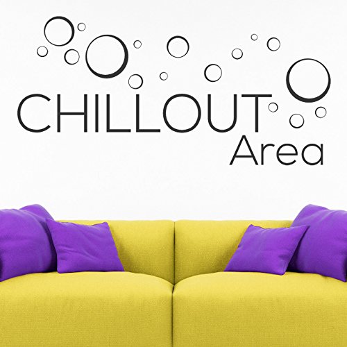 DESIGNSCAPE® Wandtattoo Chillout Area mit Retro Kreisen | Farbe: schwarz | Größe: mittel (120 x 58 cm) von DESIGNSCAPE