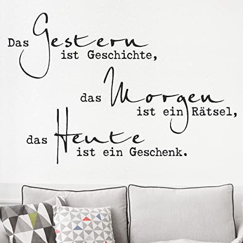 DESIGNSCAPE® Wandtattoo Das Gestern ist Geschichte... | Wandtattoo Lebensweisheit Spruch | Farbe: aubergine | Größe: groß (120 x 79 cm) von DESIGNSCAPE