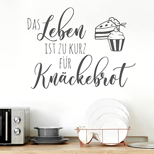 DESIGNSCAPE® Wandtattoo Das Leben ist zu kurz für Knäckebrot | Farbe: dunkelgrau | Größe: klein (60 x 45 cm) von DESIGNSCAPE