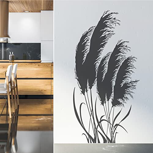 DESIGNSCAPE® Wandtattoo Dekoration mit Pampasgras | Gräser Wanddeko | Farbe: grau | Größe: klein (50 x 100 cm) von DESIGNSCAPE