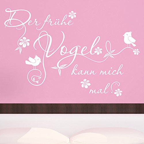 DESIGNSCAPE® Wandtattoo Der frühe Vogel kann mich mal mit Schnörkel | Farbe: schwarz | Größe: groß (120 x 78 cm) von DESIGNSCAPE