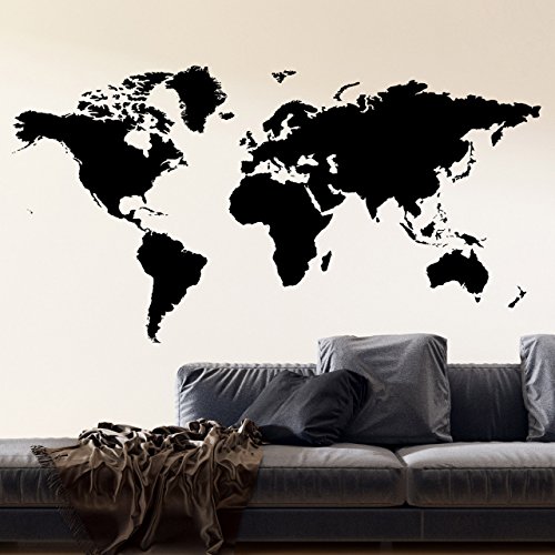 DESIGNSCAPE® Wandtattoo Die Welt Karte | Farbe: schwarz | Größe: klein (120 x 65 cm) von DESIGNSCAPE