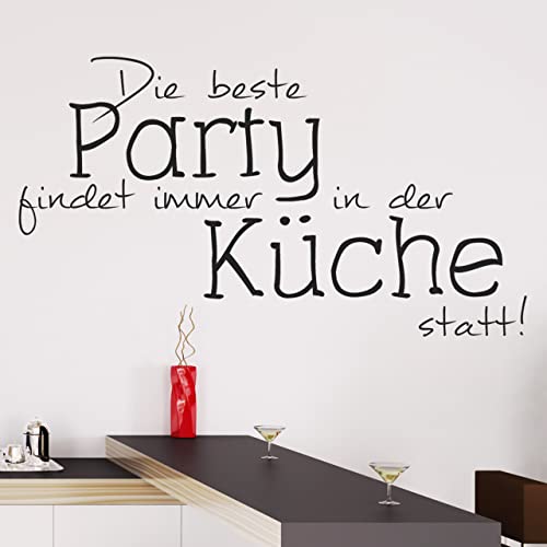 DESIGNSCAPE® Wandtattoo Die beste Party findet immer in der Küche statt | Farbe: rot | Größe: mittel (90 x 50 cm) von DESIGNSCAPE