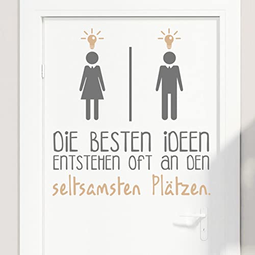 DESIGNSCAPE® Wandtattoo Die besten Ideen entstehen | WC Wanddeko Toilette | Farbe 1: dunkelgrau | Größe: mittel (76 x 80 cm) von DESIGNSCAPE