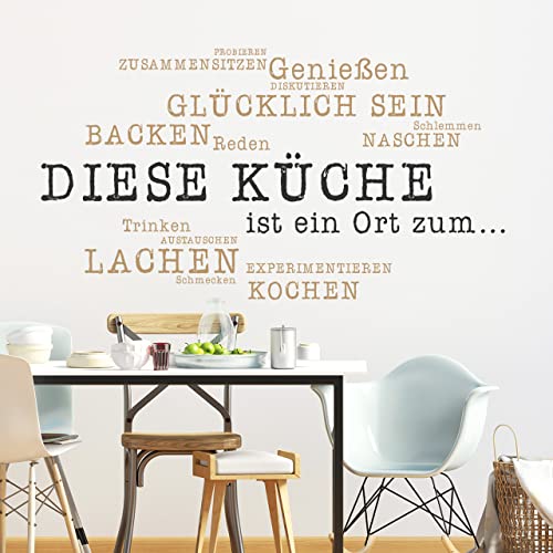 DESIGNSCAPE® Wandtattoo Diese Küche | Farbe 1: beige | Größe: groß (140 x 76 cm) von DESIGNSCAPE