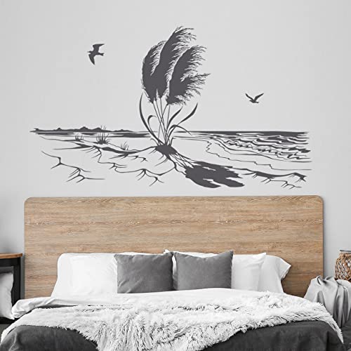 DESIGNSCAPE® Wandtattoo Dünengräser im Wind | Maritime Wanddeko mit Meer | Farbe: grau | Größe: mittel (100 x 58 cm) von DESIGNSCAPE