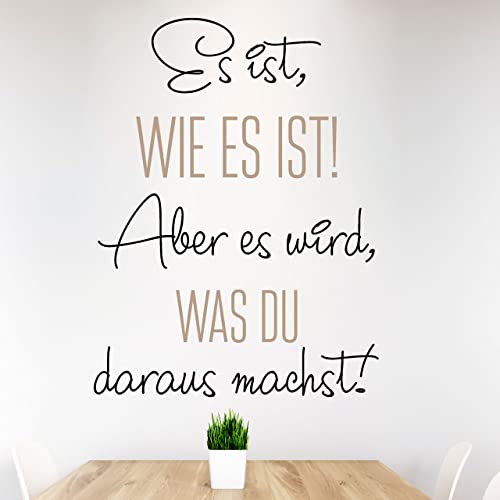 DESIGNSCAPE® Wandtattoo Es ist wie es ist | Wandtattoo Lebensweisheit Motivation für den Alltag | Farbe 1: beige | Größe: klein (45 x 60 cm) von DESIGNSCAPE