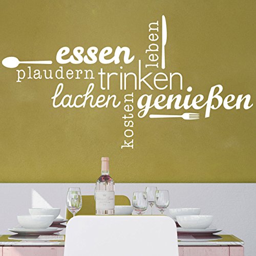 DESIGNSCAPE® Wandtattoo Essen Trinken Genießen | Wandtattoo Küche Esszimmer | Farbe: aubergine | Größe: mittel (100 x 54 cm) von DESIGNSCAPE