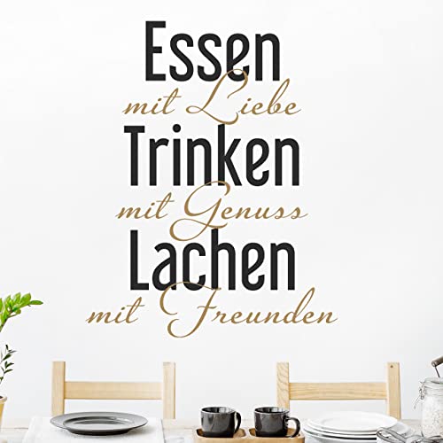 DESIGNSCAPE® Wandtattoo Essen mit Liebe | Wanddeko für Küche und Esszimmer | Farbe 1: dunkelgrau | Größe: groß (96 x 120 cm) von DESIGNSCAPE