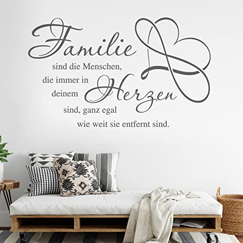 DESIGNSCAPE® Wandtattoo Familie in deinem Herzen | Wandspruch Familie | Farbe: braun | Größe: mittel (80 x 48 cm) von DESIGNSCAPE