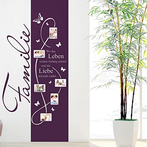 DESIGNSCAPE® Wandtattoo Fotorahmen Banner Familie mit Schmetterlingen | Farbe: dunkelgrün | Größe: mittel (93 x 200 cm) von DESIGNSCAPE