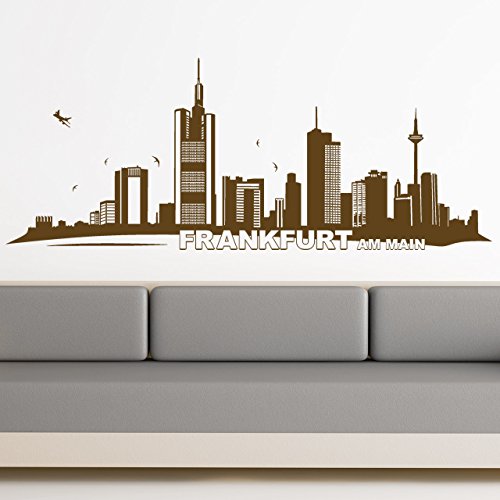 DESIGNSCAPE® Wandtattoo Frankfurt Skyline | Farbe: schwarz | Größe: groß (180 x 72 cm) von DESIGNSCAPE