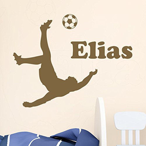 DESIGNSCAPE® Wandtattoo Fußballer mit Wunschname | Farbe: gold | Größe: klein (85 x 60 cm) von DESIGNSCAPE
