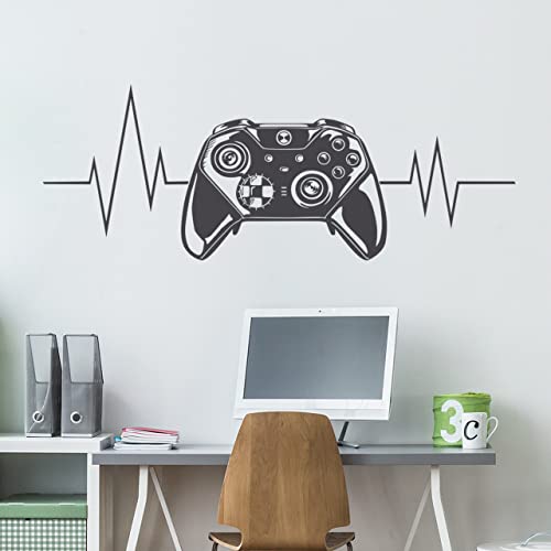 DESIGNSCAPE® Wandtattoo Game Controller Heartbeat | Gaming Deko | Farbe: schwarz | Größe: mittel (90 x 33 cm) von DESIGNSCAPE