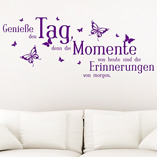 DESIGNSCAPE® Wandtattoo Genieße den Tag, denn die Momente von heute sind die Erinnerungen von morgen. | Farbe: dunkelrot | Größe: mittel (120 x 50 cm) von DESIGNSCAPE