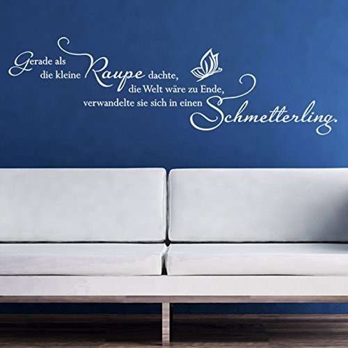 DESIGNSCAPE® Wandtattoo Gerade als die kleine Raupe dachte, die Welt wäre zu Ende. Poetischer Spruch als Wanddekoration | Farbe: hellbraun | Größe: groß (180 x 54 cm) von DESIGNSCAPE