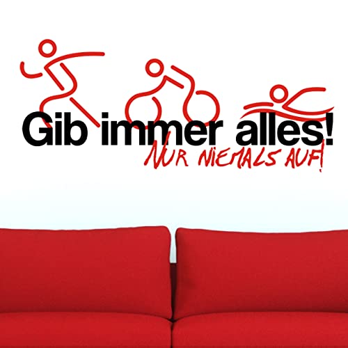 DESIGNSCAPE® Wandtattoo Gib immer alles! Nur niemals auf! Triathlon Wandtattoo | Farbe 1: pink | Größe: groß (140 x 60 cm) von DESIGNSCAPE