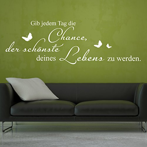 DESIGNSCAPE® Wandtattoo Gib jeden Tag die Chance, der schönste deines Lebens zu werden | Farbe: braun | Größe: groß (160 x 51 cm) von DESIGNSCAPE