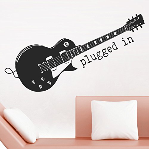 DESIGNSCAPE® Wandtattoo Gitarre Plugged in, E-Gitarre, Musik | Farbe: schwarz | Größe: klein (80 x 45 cm) von DESIGNSCAPE