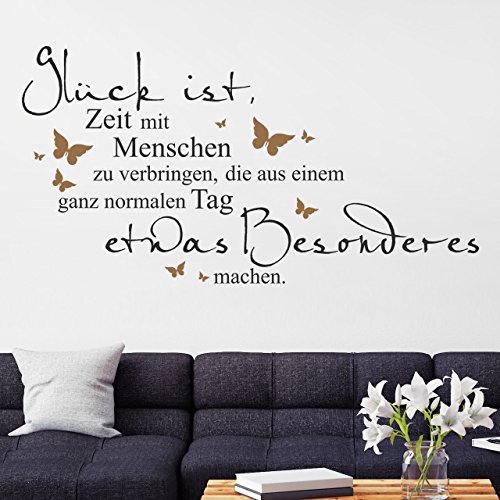 DESIGNSCAPE® Wandtattoo Glück ist Zeit mit Menschen | Wanddeko Spruch | Farbe 1: aubergine | Größe: mittel (120 x 62 cm) von DESIGNSCAPE