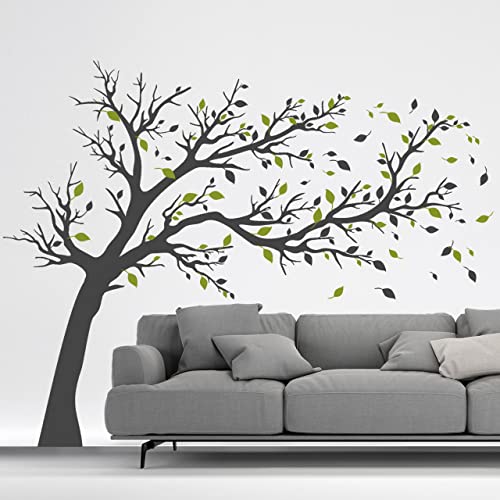 DESIGNSCAPE® Wandtattoo Großer Baum zweifarbig - Baum Wandtattoo mit zweifarbigen Blättern | Farbe 1: braun | Größe: klein (227 x 160 cm) von DESIGNSCAPE