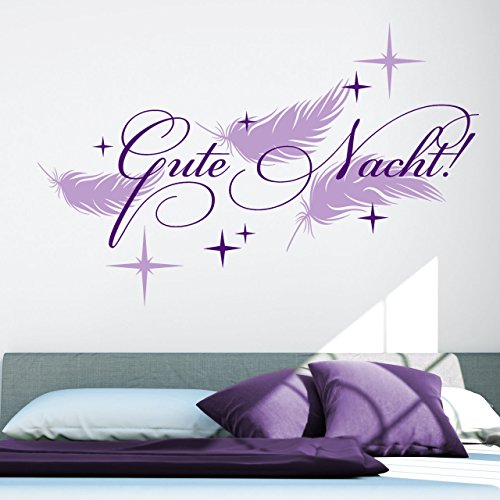 DESIGNSCAPE® Wandtattoo Gute Nacht mit Federn | Farbe 1: gold | Größe: groß (160 x 100 cm) von DESIGNSCAPE