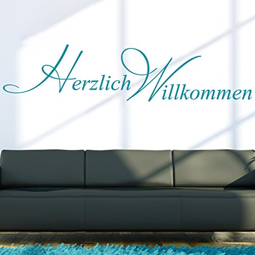 DESIGNSCAPE® Wandtattoo Herzlich Willkommen | Farbe: lindgrün | Größe: groß (180 x 43 cm) von DESIGNSCAPE