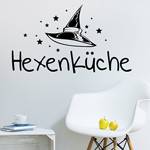 DESIGNSCAPE® Wandtattoo Hexenküche mit Hexenhut und Sternen - Wandtattoo Küche | Farbe: aubergine | Größe: klein (60 x 35 cm) von DESIGNSCAPE