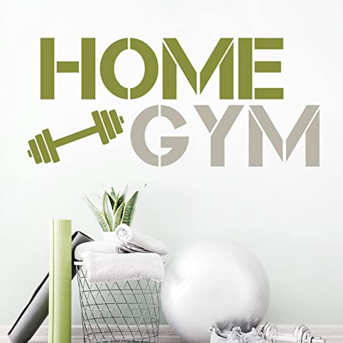 DESIGNSCAPE® Wandtattoo Home Gym Fitness Dekoration | Farbe 1: rot | Größe: groß (120 x 52 cm) von DESIGNSCAPE