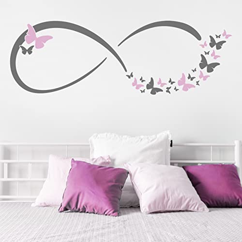 DESIGNSCAPE® Wandtattoo Infinity Zeichen mit Schmetterlingen | Farbe 1: flieder | Größe: mittel (100 x 34 cm) von DESIGNSCAPE