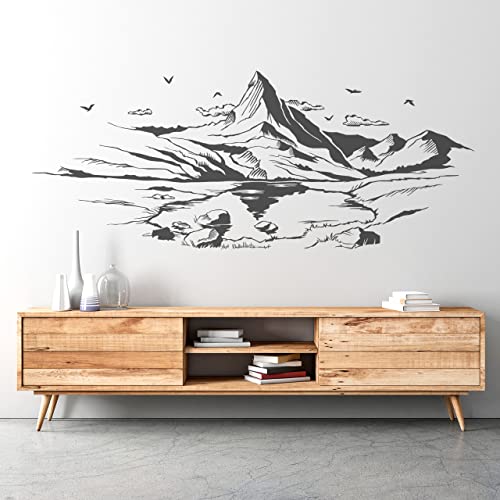 DESIGNSCAPE® Wandtattoo Matterhorn Landschaft | Farbe: schwarz | Größe: groß (160 x 65 cm) von DESIGNSCAPE