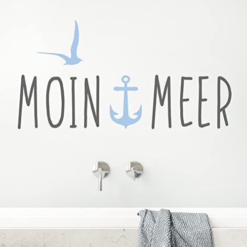 DESIGNSCAPE® Wandtattoo Moin Meer mit Anker | Farbe 1: grau | Größe: mittel (90 x 46 cm) von DESIGNSCAPE