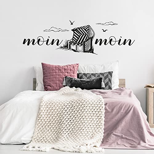 DESIGNSCAPE® Wandtattoo Moin Moin Strandkorb | Farbe: beige | Größe: klein (80 x 25 cm) von DESIGNSCAPE