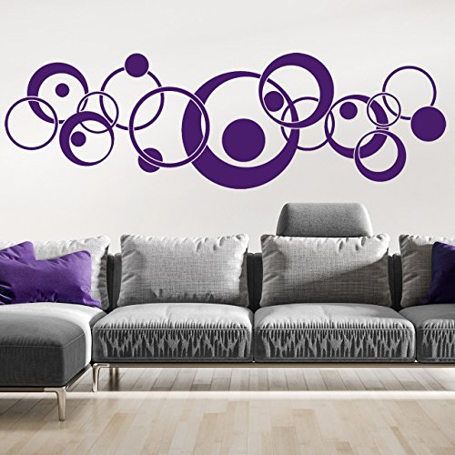 DESIGNSCAPE® Wandtattoo Ornament Retro Circles Kreise, Wandgestaltung Badezimmer | Farbe: hellbraun | Größe: klein (80 x 25 cm) von DESIGNSCAPE