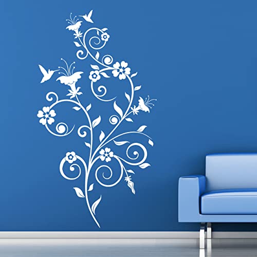 DESIGNSCAPE® Wandtattoo Ornament mit Kolibris | Farbe: weiss | Größe: klein (50 x 90 cm) von DESIGNSCAPE