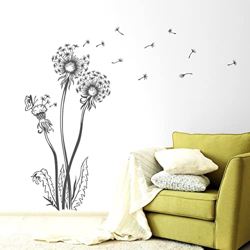 DESIGNSCAPE® Wandtattoo Pusteblumen mit Schmetterling | Löwenzahn Wanddekoration | Farbe: creme | Größe: klein (52 x 100 cm) von DESIGNSCAPE