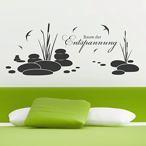 DESIGNSCAPE® Wandtattoo Raum der Entspannung zum Wohlfühlen und Abschalten | Farbe: aubergine | Größe: groß (140 x 56 cm) von DESIGNSCAPE