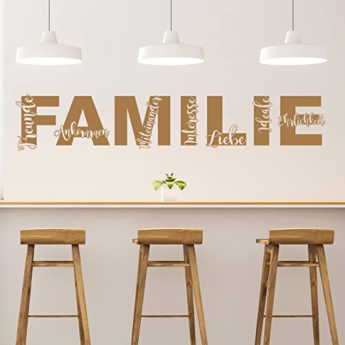 DESIGNSCAPE® Wandtattoo Schriftzug Familie Freunde Liebe | Farbe: beige | Größe: klein (100 x 19 cm) von DESIGNSCAPE