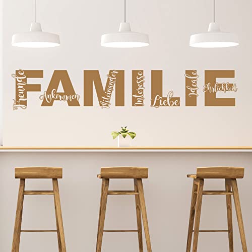 DESIGNSCAPE® Wandtattoo Schriftzug Familie Freunde Liebe | Farbe: hellgrau | Größe: klein (100 x 19 cm) von DESIGNSCAPE