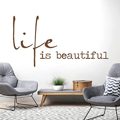 DESIGNSCAPE® Wandtattoo Schriftzug Life is beautiful | Farbe: dunkelrot | Größe: klein (60 x 32 cm) von DESIGNSCAPE