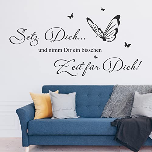 DESIGNSCAPE® Wandtattoo Setz dich und nimm Dir ein bisschen Zeit für Dich | Farbe: beige | Größe: klein (60 x 31 cm) von DESIGNSCAPE