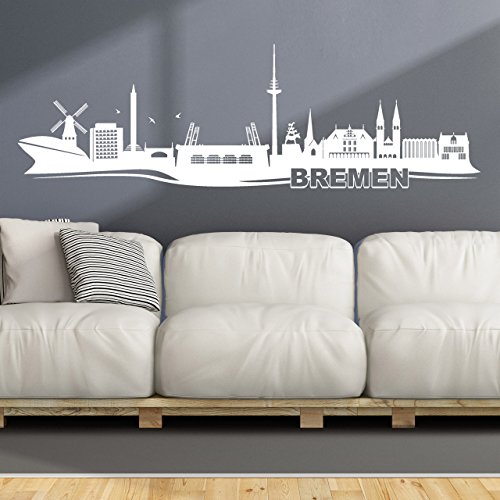 DESIGNSCAPE® Wandtattoo Skyline Bremen | Farbe: grasgrün | Größe: groß (180 x 57 cm) von DESIGNSCAPE