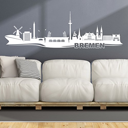 DESIGNSCAPE® Wandtattoo Skyline Bremen | Farbe: schwarz | Größe: groß (180 x 57 cm) von DESIGNSCAPE