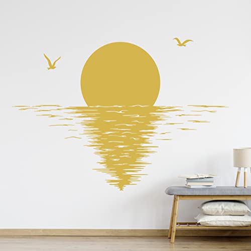 DESIGNSCAPE® Wandtattoo Sonnenuntergang am Meer | Romantische Schlafzimmer Deko | Farbe: dunkelrot | Größe: klein (60 x 42 cm) von DESIGNSCAPE