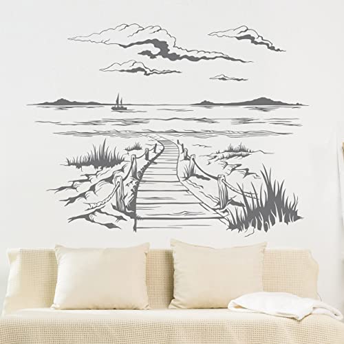 DESIGNSCAPE® Wandtattoo Steg am Strand | Farbe: braun | Größe: mittel (100 x 75 cm) von DESIGNSCAPE