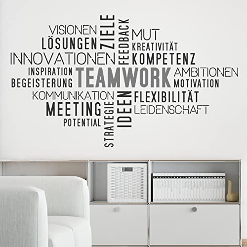 DESIGNSCAPE® Wandtattoo Teamwork Wortwolke | Wanddeko für Büro oder Arbeitsplatz | Farbe 1: beige | Größe: groß (160 x 93 cm) von DESIGNSCAPE