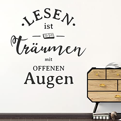 DESIGNSCAPE® Wandtattoo Träumen mit offenen Augen | Spruch Lesen | Farbe: schwarz | Größe: klein (57 x 60 cm) von DESIGNSCAPE