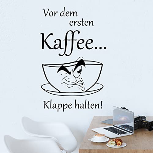 DESIGNSCAPE® Wandtattoo Vor dem ersten Kaffee... Klappe halten! - mit Kaffeetasse - | Farbe: rot | Größe: klein (32 x 50 cm) von DESIGNSCAPE