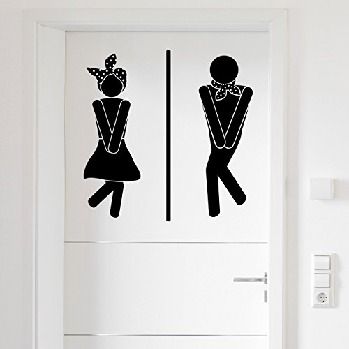 DESIGNSCAPE® Wandtattoo WC Zeichen, Toiletten Symbole Mann und Frau | Farbe: schwarz | Größe: mittel (45 x 45 cm) von DESIGNSCAPE
