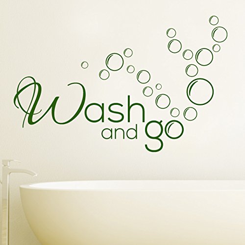 DESIGNSCAPE® Wandtattoo Wash and go mit Blubberblasen für's Badezimmer | Farbe: schwarz | Größe: klein (60 x 39 cm) von DESIGNSCAPE